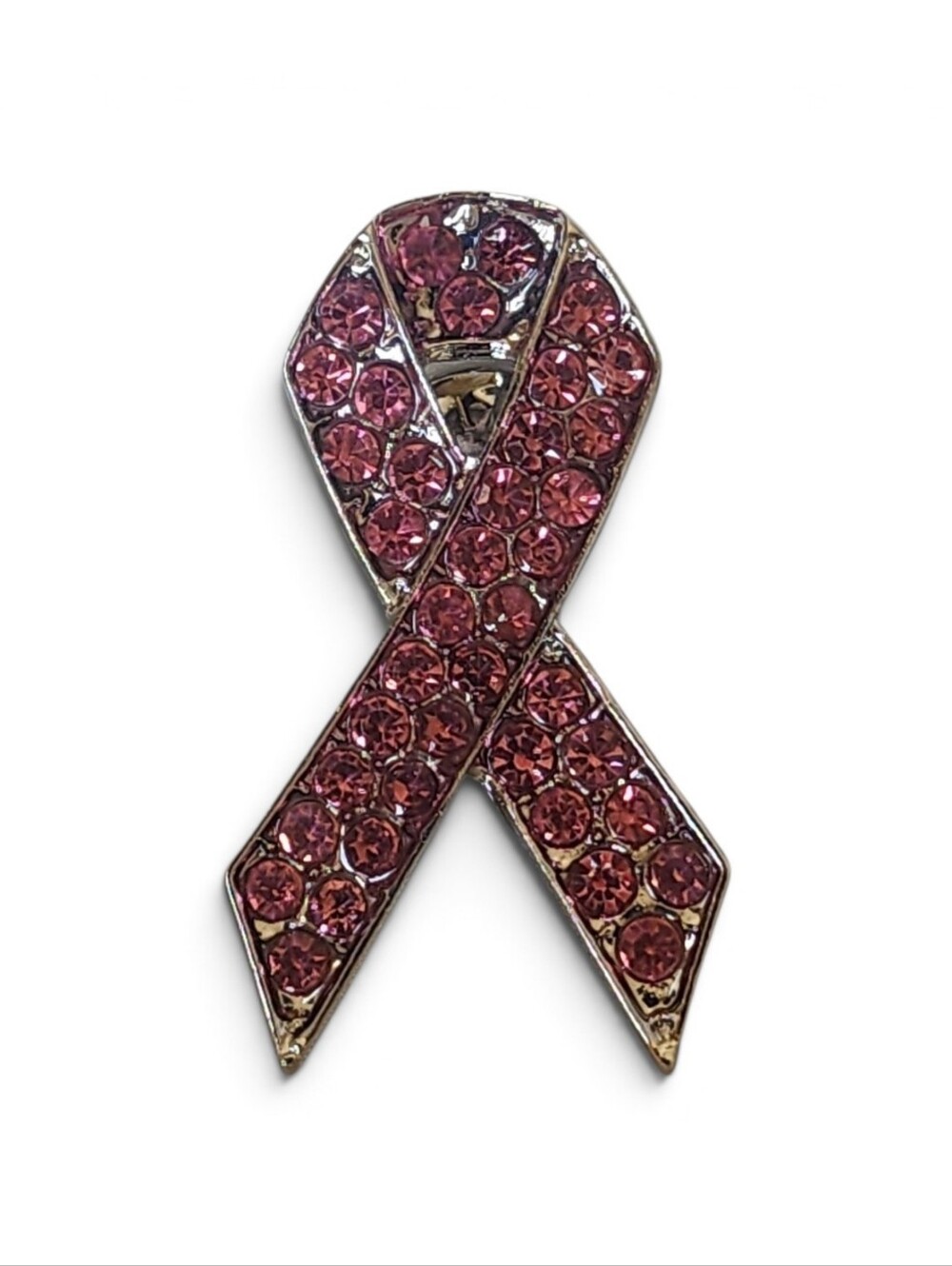 🎀🎗 Pink Rhinestone Ribbon Brooch Pin